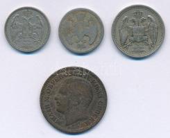 Szerbia 1879. 5p Br "IV. Obrenovics Mihály" + 1883. 5p Cu-Ni + 1884. 10p Cu-Ni + 1912. 5p ...