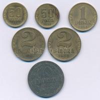 Jugoszlávia 1938. 50p Al-Br (2x) + 1938. 1D Al-Br + 1938. 2D Al-Br (2x) + Szerbia 1943. 10D Zn T:2-,3 Yugoslavia 1938. 50 Para Al-Br (2x) + 1938. 1 Dinar Al-Br + 1938. 2 Dinara Al-Br (2x) + Serbia 1943. 10 Dinara Zn C:VF,F