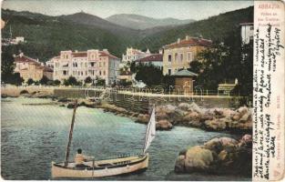 1907 Abbazia, Opatija; Villen an der Slatina Promenade (Rb)