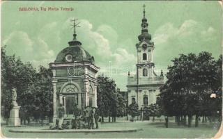 Belovár, Bjelovar; Trg Marije Terezije / square / tér (ázott / wet damage)