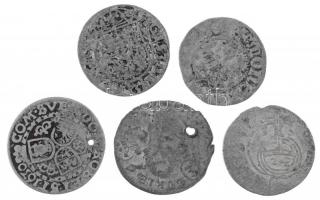 5db-os Ag érmetétel a XVII-XVIII. századból (összsúly 5,62g) T:3,3-
5pcs Ag coin lot from the 17th-...