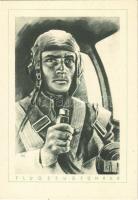 Flugzeugführer Det Deutsche Soldat 4125/3. / WWII German military art postcard, pilot