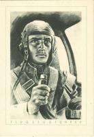 Flugzeugführer &quot;Det Deutsche Soldat&quot; 4125/3. / WWII German military art postcard, pilot