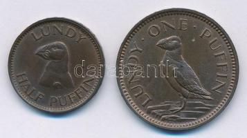 Nagy-Britannia / Lundy 1929. 1/2p Br + 1p Br T:1- kis patina Great Britain / Lundy 1929. 1/2 Puffin Br + 1 Puffin Br C:AU small patina