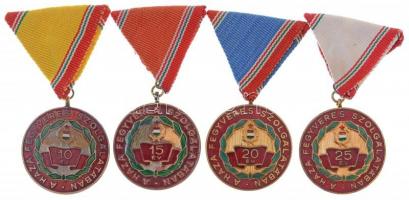 1965. Szolgálati Érdemérem - A Haza Fegyveres Szolgálatában 10, 15, 20 és 25 év után, zománcozott Br kitüntetések mellszalagon T:2