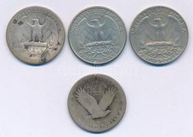 Amerikai Egyesült Államok 1917-1930. 25c Ag + 1944. 25c Ag + 1974. 25c Cu-Ni + 1996. 25c Cu-Ni T:1--...