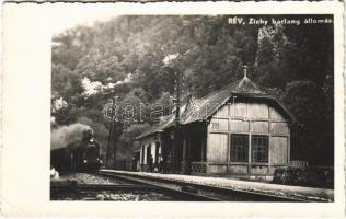 1941 Rév, Körösrév, Vad, Vadu Crisului; Zichy barlang vasútállomás, gőzmozdony / Pe?tera railway station, locomotive. photo