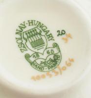 Zsolnay virágmintás porcelán vázácska, kézzel festett, jelzett, hibátlan, m: 11 cm