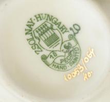 Zsolnay virágmintás porcelán vázácska, kézzel festett, jelzett, hibátlan, m: 11 cm