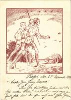 1934 Jugendland Bildpostkarte 32. Eine deutsche Jugendzeitschrift / German boy scout art postcard s: Karl Bloßfeld (EK)