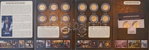 DN "Magyar Századok" 13xklf aranyozott Cu emlékérem tanúsítvánnyal, a sorozat gyűjtői mapp...