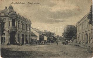 Érmihályfalva, Valea lui Mihai; Fő tér, Grosz Herman üzlete / main square, shops (Rb)