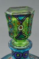 Sabry festett üvegkiöntő, dugóval, jelzett, kopásnyomokkal, m: 28 cm