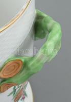 Óherendi Viktória mintás nagy füles kaspó, kézzel festett porcelán, jelzett, hibátlan, apró festék n...