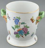 Óherendi Viktória mintás nagy füles kaspó, kézzel festett porcelán, jelzett, hibátlan, apró festék n...