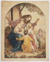 Prihoda István (1891-1956), C. Vogel pinx: Jézus gyerekekkel. Színezett rézkarc, papír, jelzett (Prihoda). Sérült, foltos. 64×49 cm.