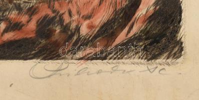 Prihoda István (1891-1956), C. Vogel pinx: Jézus gyerekekkel. Színezett rézkarc, papír, jelzett (Pri...