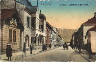 Zsolna, Zilina; Kossuth Lajos utca / street + K.k. Staatsbahnkrankenzug Nr. 52 (ragasztónyom / gluemark)