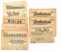 1945-1947 Vegyes újság tétel: Világosság, Világ, Szabadság, Szabad Nép, 8 db