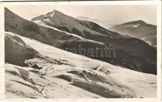 1943 Radnai-havasok, Muntii Rodnei; Korongyos a Gargaló-hágó felől. Hensch Aladár felvétele. A Magyar Sí Klub kiadása / Coronghis / mountain peak (EK)