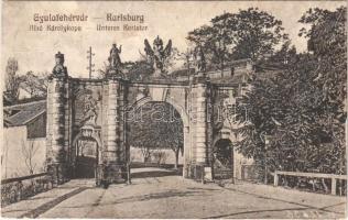 1918 Gyulafehérvár, Karlsburg, Alba Iulia; Alsó Károly-kapu. Schäser Ferenc kiadása / Unteres Karlstor / castle gate (EK)
