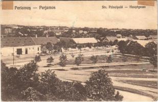 1924 Perjámos, Periamos, Periam; Str. Principala / Hauptgasse / Fő utca. I. Frischmann kiadása / main street (szakadás / tear)