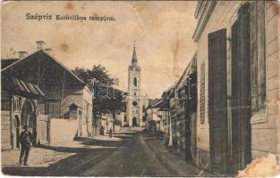 Csíkszépvíz, Szépvíz, Frumoasa; Katolikus templom / Catholic church (fa)