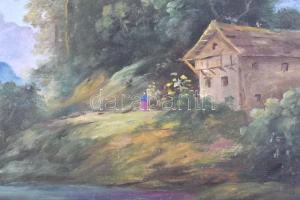 Olvashatatlan (ML?) monogram jelzéssel: Táj. Olaj, fa. 13x18 cm