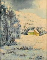 Tihanyi János Lajos (1892-1957): Téli táj. Olaj, vászon, jelzett, fa keretben, 60×50 cm