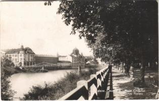 1931 Nagyvárad, Oradea; Aleia Crisului / Körös korzó, zsinagóga, híd / Cris riverside, synagogue, bridge (EK)