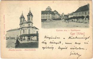 1900 Eger, Minorita templom, piac, Glück József üzlete, Káptalan utca (b)