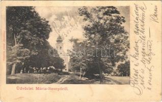 1904 Máriabesnyő (Gödöllő), templom. Neszveda Antal kiadása (lyuk / pinhole)