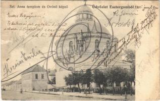 1905 Esztergom, Szent Anna templom és Óvónőképző. Kardos Dezső kiadása (Rb)