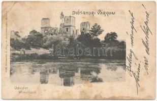 1906 Diósgyőr (Miskolc), várrom. Falkenstein S. kiadása (ázott / wet damage)