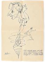 Bihary jelzéssel: Vass László (1905-1950) újságíró, kritikus karikatúrája 21x30 cm