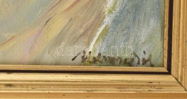 Udvary Pál (1900-1987): Nagymarosi utca. Olaj, vászon. Jelzett. Hátoldalán autográf felirattal. Sark...