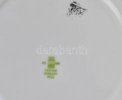 Zsolnay porcelán teás csésze készlet 6 db aljjal. kézzel festett, kis kopásokkal