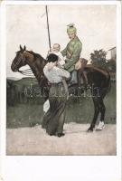 1916 Kriegspostkarten von B. Wennerberg Nr. 1. Abschied / WWI German military art postcard (EK)