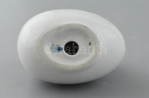 Hollóházi porcelán kacsa, arany és fehér mázas, jelzett, kézzel festett, hibátlan 7x7 cm