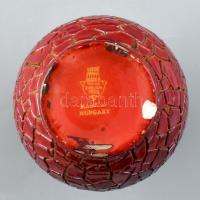 Zsolnay ökörvér mázas, repesztett mázas porcelán váza, jelzett, sérült, m: 18,5 cm