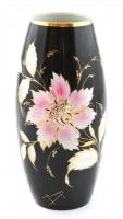 Drasche virágmintás váza, kézzel festett, jelzett, kopásokkal, m: 19,5 cm