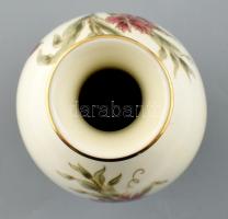 Zsolnay virág mintás váza, kézzel festett, jelzett, apró kopásnyomokkal, mázrepedéssel m: 26,5 cm