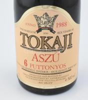 1988 Tokaji Aszú 6 puttonyos bontatlan fehérbor, palackozva: Tolcsva, 500 ml, jól tárolt