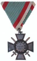 1943. Tűzkereszt I. fokozata oxidált hadifém kitüntetés mellszalaggal T:2,2- Hungary 1943. Hungarian Fire Cross 1st class oxidized war metal decoration with ribbon C:XF,VF NMK 443.
