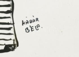 Kádár Béla jelzéssel: Alak. Tus, papír, kartonra kasírozva. Üvegezett fa keretben, 28,5x20 cm