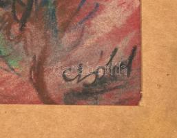 Czóbel jelzéssel: Kert. Vegyes technika, papír. Üvegezett fa keretben, 22x32 cm