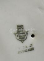 Zsolnay bika, kézzel festett, jelzett, (tervező:Sinkó András), ragasztott, m:15 cm, h:31 cm