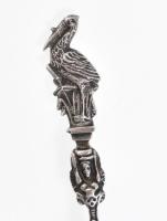 Ezüst(Ag) plasztikus díszkanál, jelzett, h: 12 cm, nettó: 20,4 g