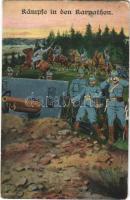 Kämpfe in den Karpathen / WWI Austro-Hungarian K.u.K. military art postcard, battles in the Carpathian Mountains. L&P 1801. (EK)