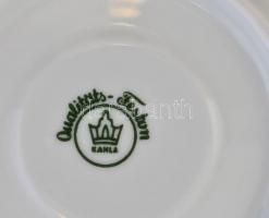 Kahla porcelán mokkás készlet. Fehér és arany mázas. Jelzett, minimális kopással